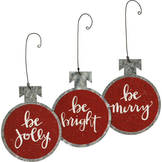 Be Merry Bright Jolly Ornament Set