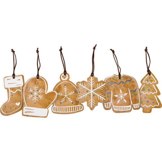 Faux Gingerbread Ornament Set