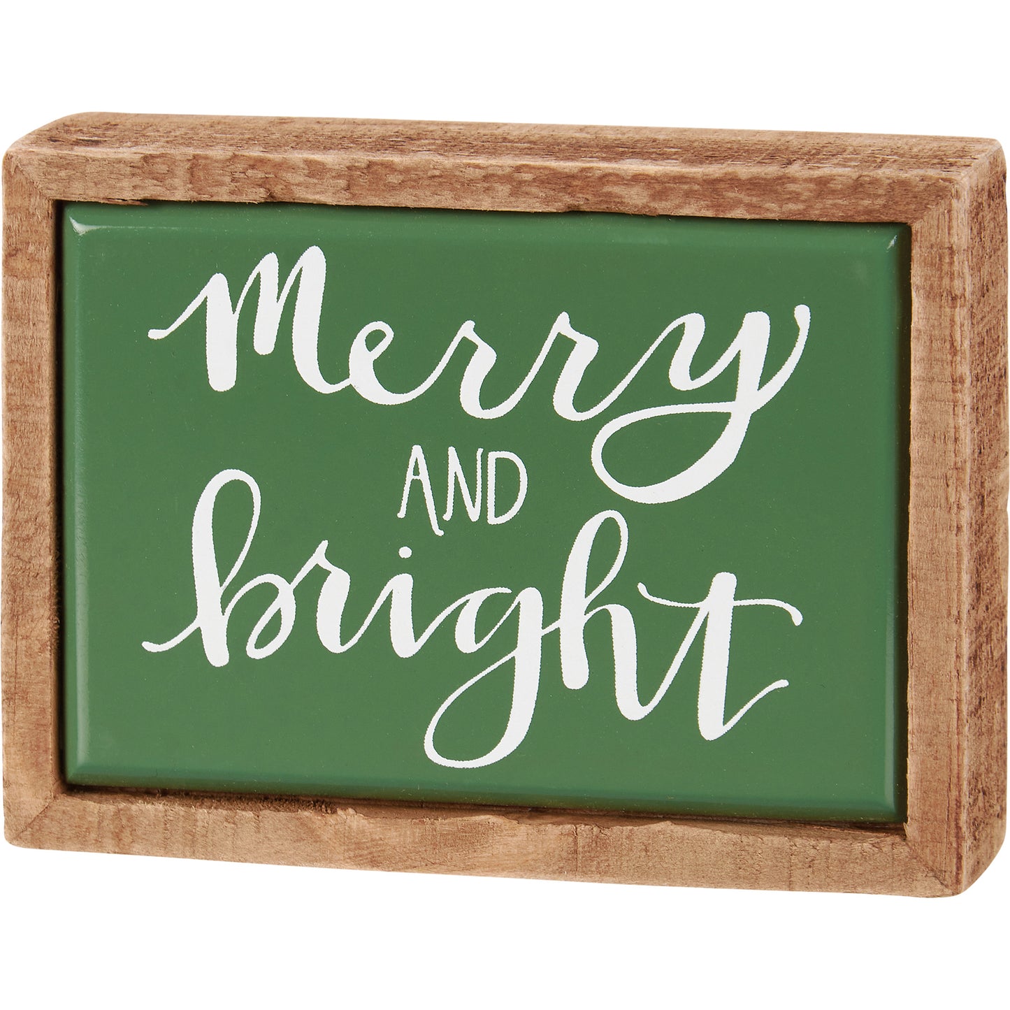 Merry & Bright Green Mini Box Sign