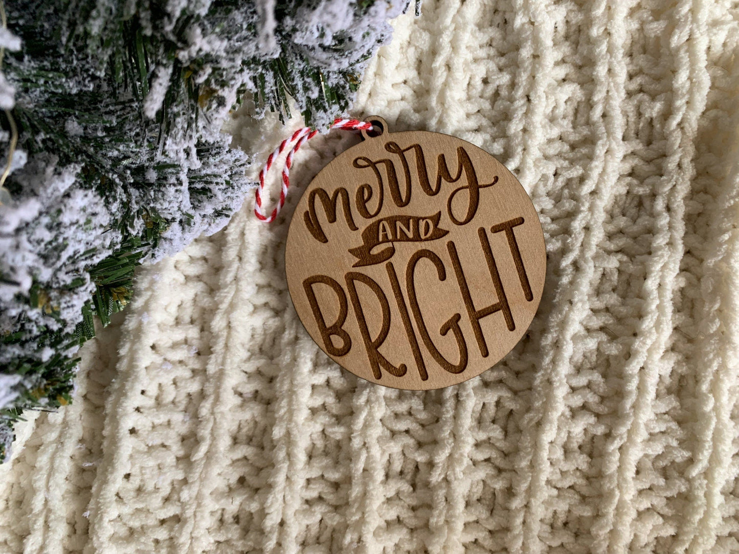 Merry and Bright Hand Lettered Ornament