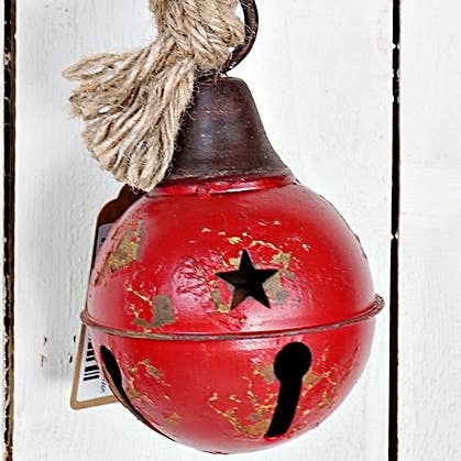 Red Aged Metal Bell with Jute