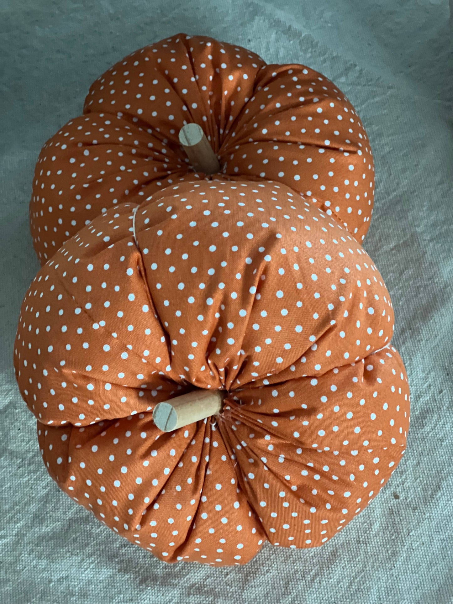 Burnt Orange Polkadot Fabric Pumpkin 8"