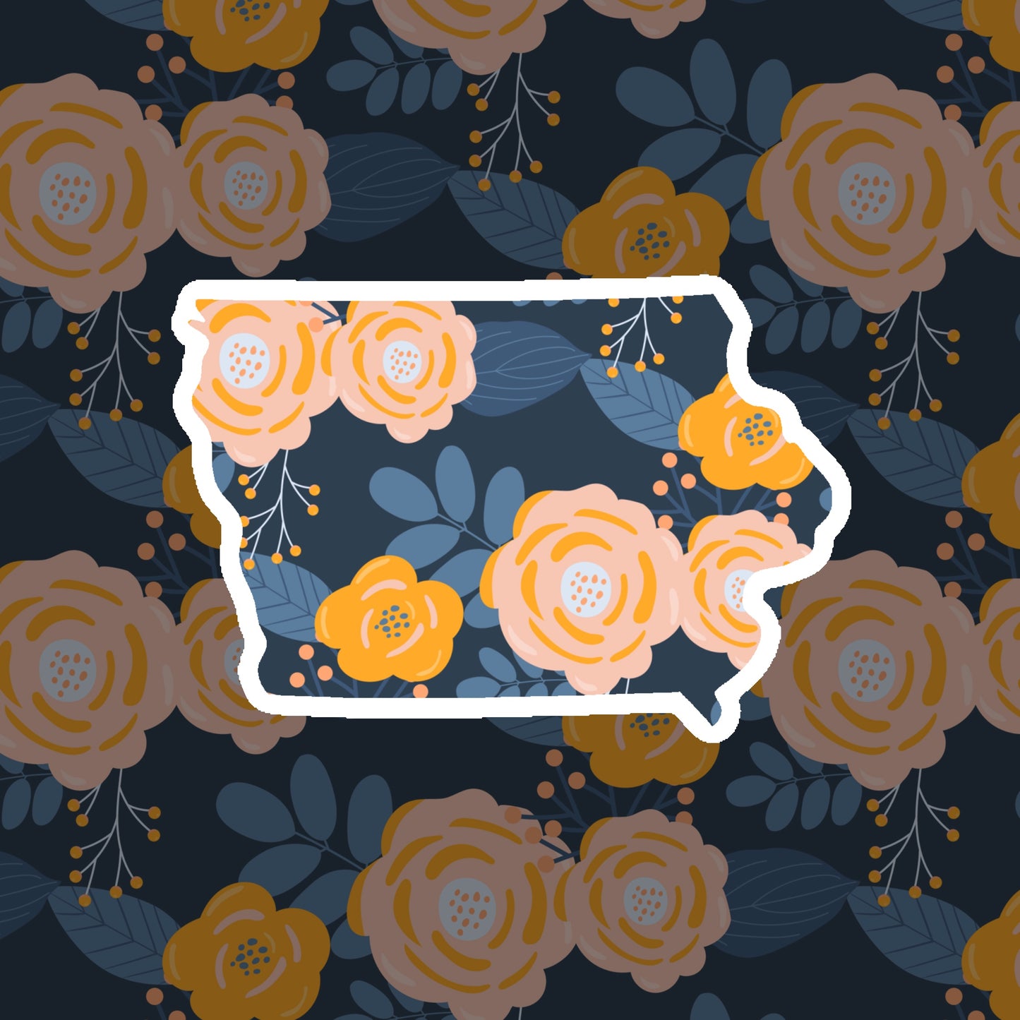 Iowa State Outline - Floral