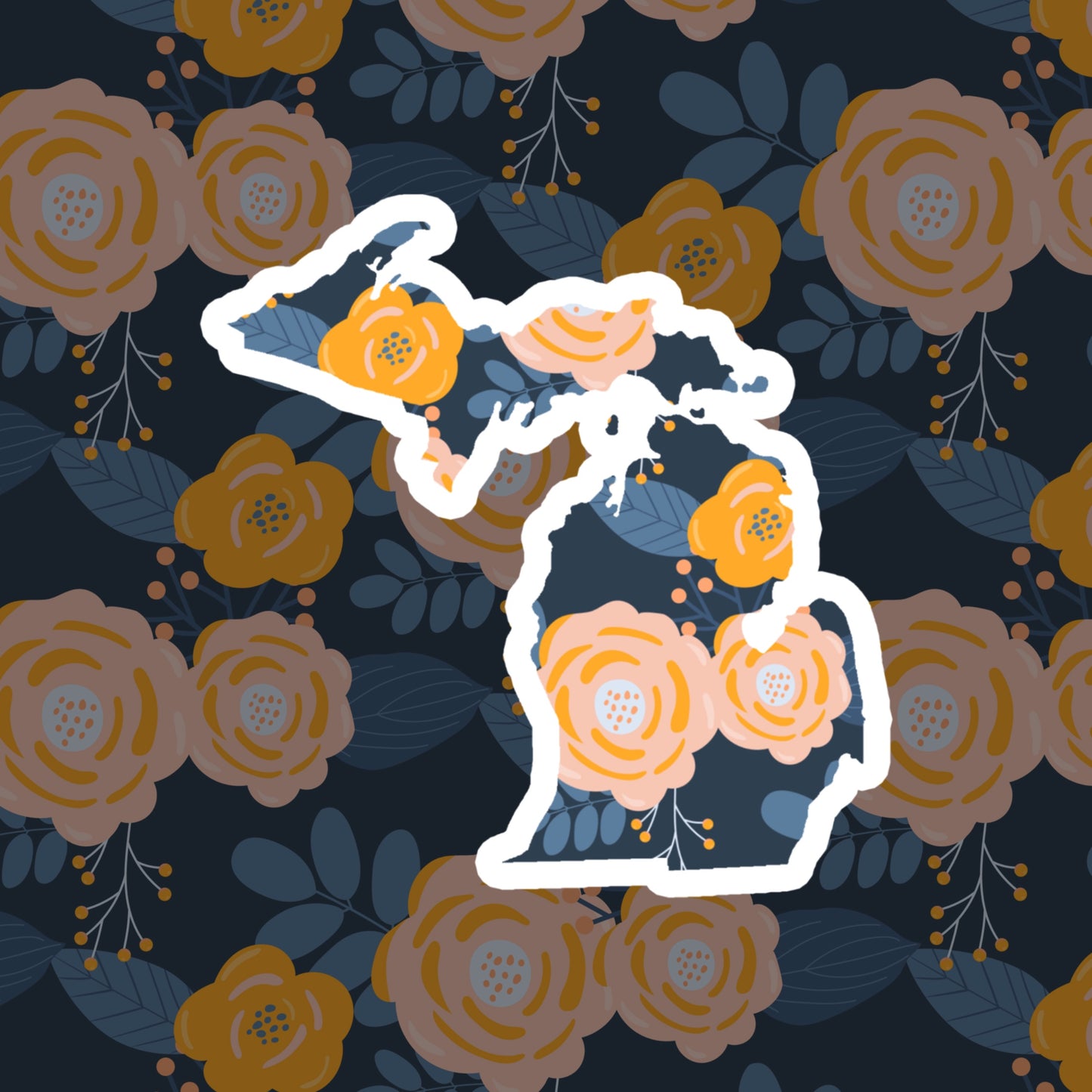Michigan State Outline - Floral