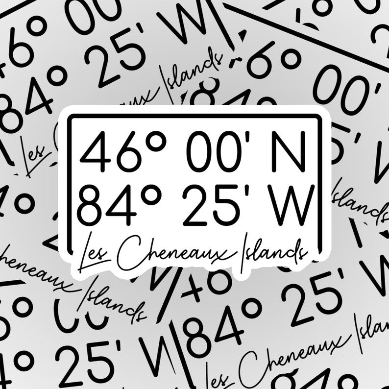 Les Cheneaux Islands Coordinates Sticker
