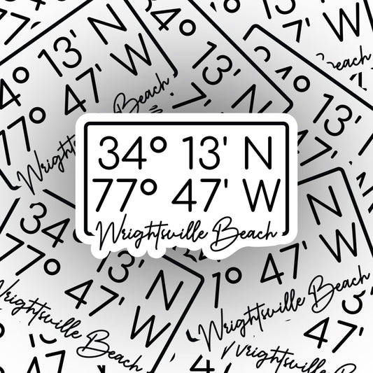 Wrightsville Beach Coordinates Sticker