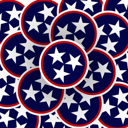 Blue & Red Tennessee Tri Star Sticker