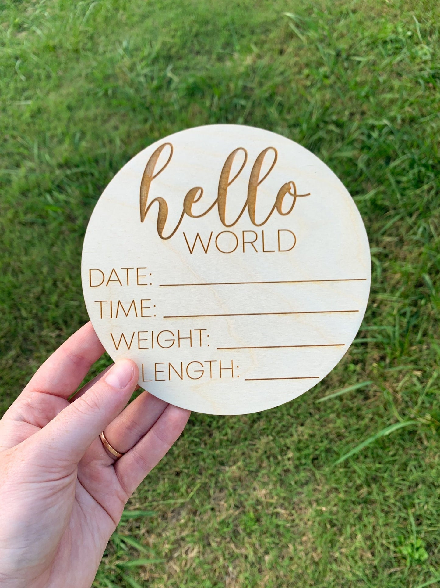 Baby Announcement Wooden Round