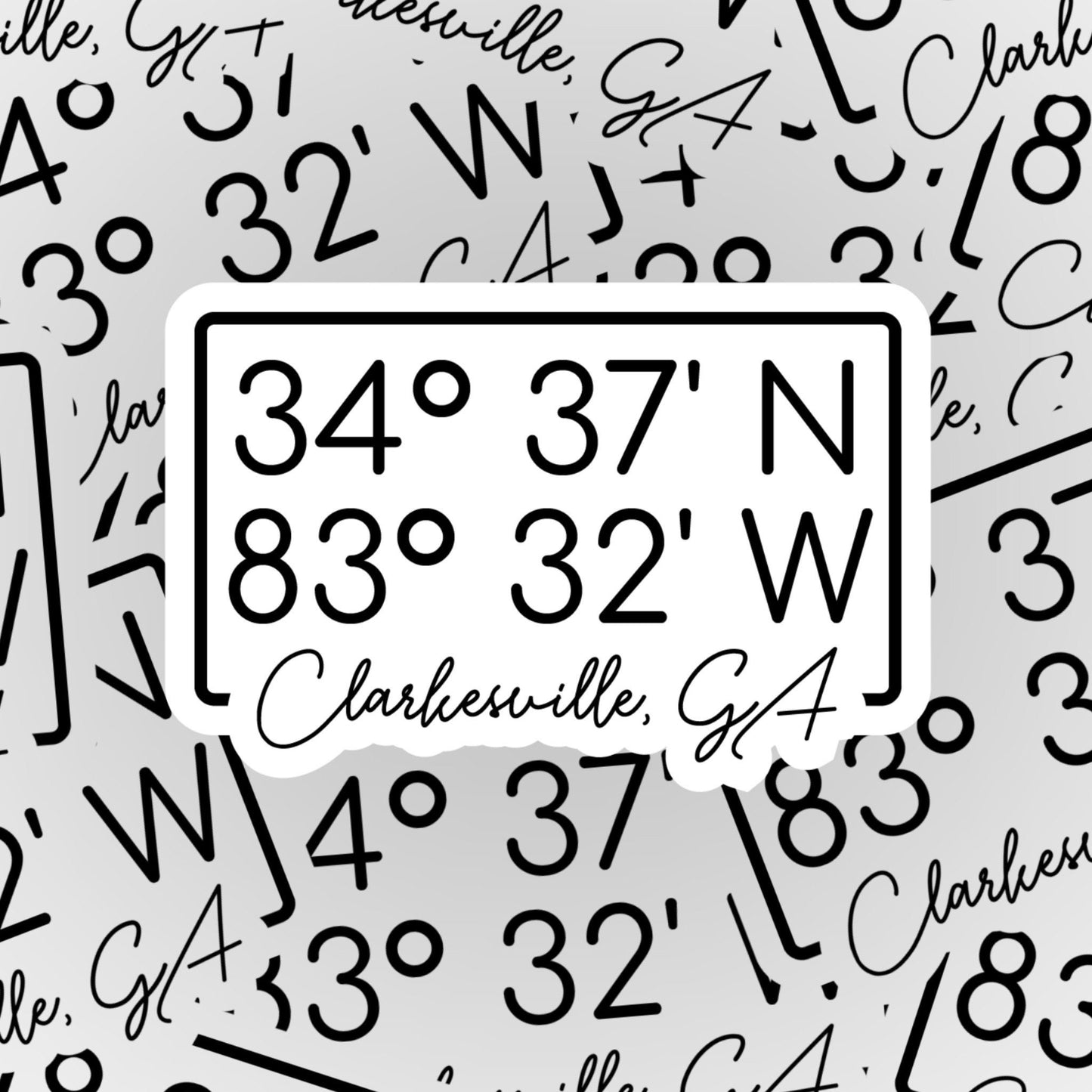 Clarkesville, GA Coordinates Sticker