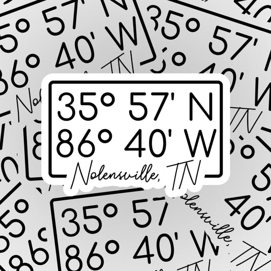 Nolensville, TN Coordinates Sticker