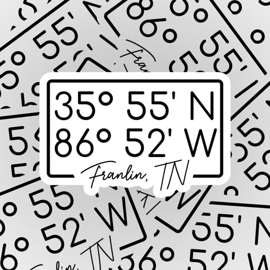 Franklin, TN Coordinates Sticker